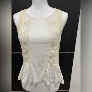 American Eagle Outfitters Cream Lace Tank Top